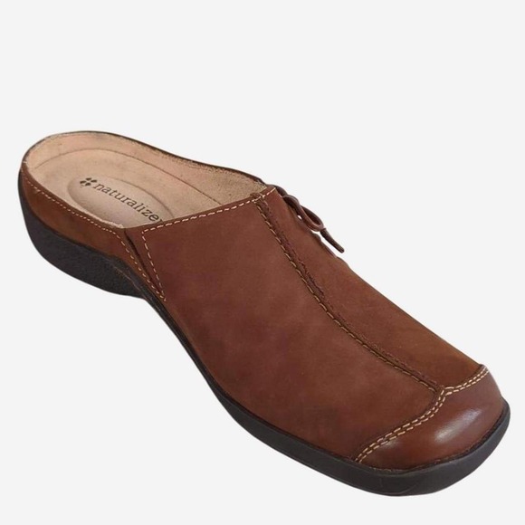 Naturalizer Brown Suede & Leather Comfort Mules Bow Size 6 - Picture 4 of 8